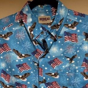 RedHead Blue Patriotic Men's Shirt Small